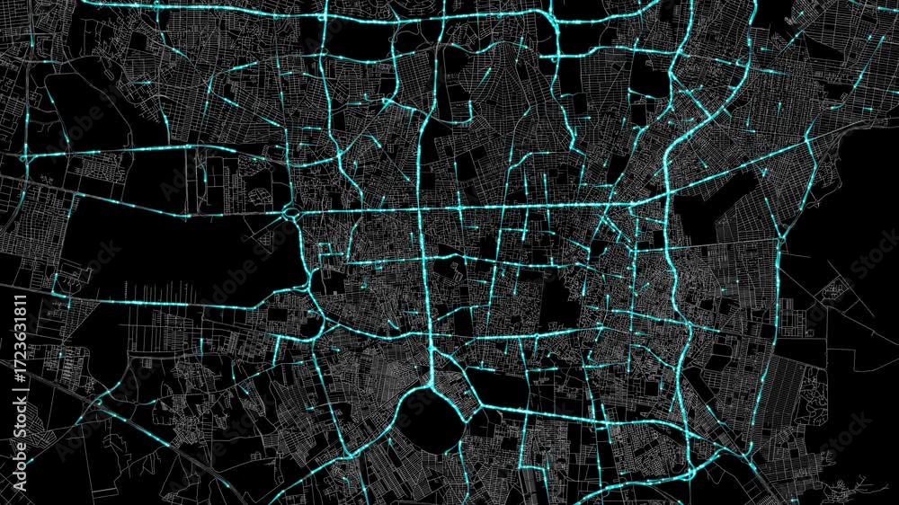 Urban Traffic Flow Map Simulation in Tehran, Iran, GPS Smart city route ...