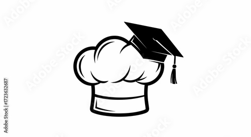 Flat Vector Icon Representing Culinary Education and Graduate Chef Training