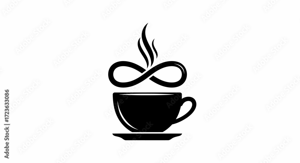 Obraz premium Flat Vector Coffee Cup Infinity Logo Design