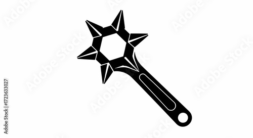 Spiked Medieval Mace Weapon Flat Vector Graphic Illustration Isolated