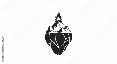 Campfire on Ice A Flat Vector Mountain Adventure
