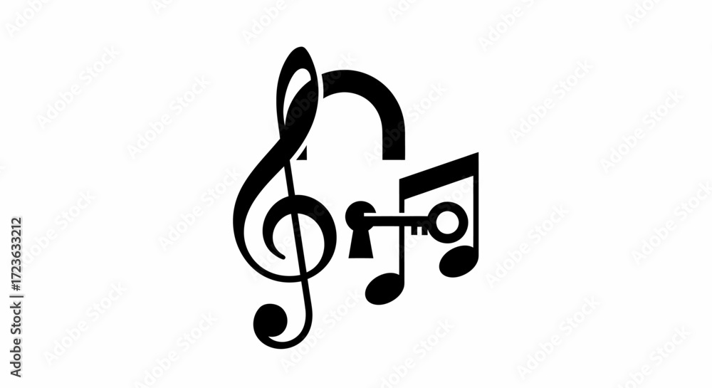 Fototapeta premium Musical Key Flat Vector Illustration of Clef and Note Design