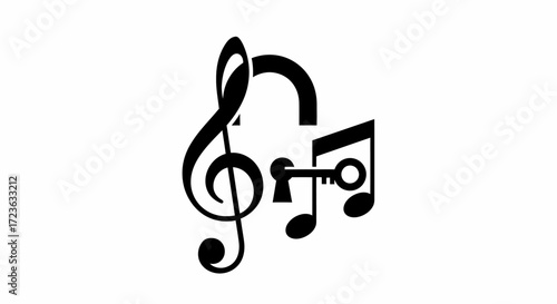 Musical Key Flat Vector Illustration of Clef and Note Design