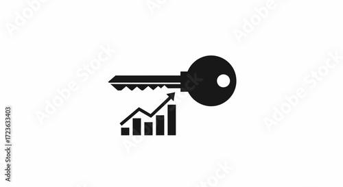 Flat Vector Key to Growth Business Success Icon