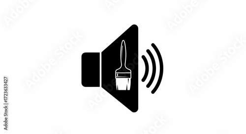 Flat vector icon of a speaker with a paintbrush