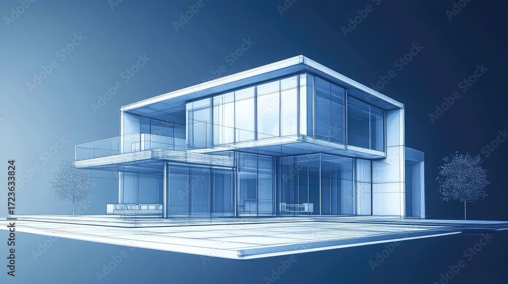 Fototapeta premium design high contrast style x ray of a modern house