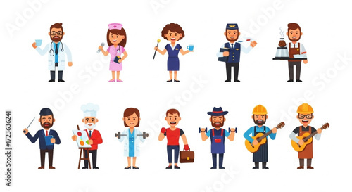 Set of different profession characters vector illustration
