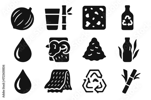 Drop bamboo pulp sugarcane icon cork vector wool renewable icons material recycled