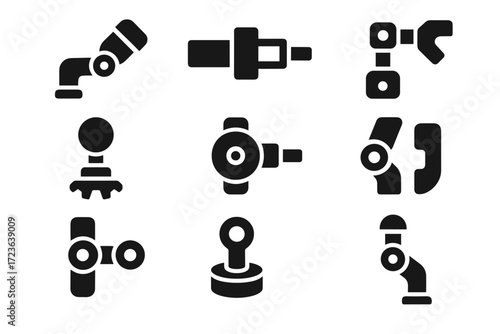 Articulated piece pivot icon rotation prismatic icons vector joint wrist robotic torque