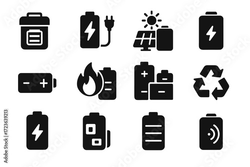 Pack charging grid backup vector battery wireless bank rechargeable cell icon