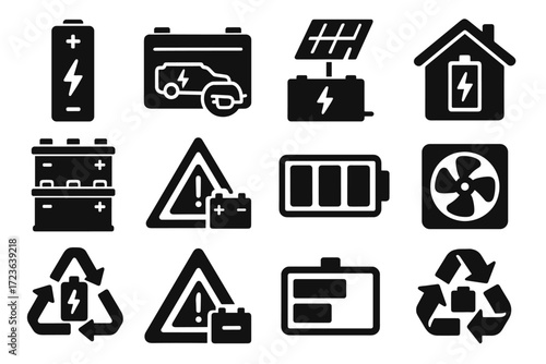 Icon industrial triangle battery ev pack system stack icons capacity storage vector