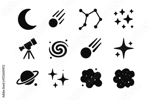 Comet moon sky vector night cluster icons meteor icon cloud star nebula