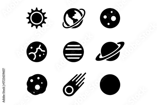 Solar icons system icon tilted moon vector center earth orbit planet neptune