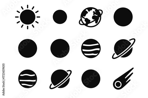 Earth vector ball circle mars saturn icon orbit ring system icons solar
