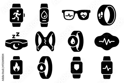 Health monitoring vector hydration display band icon icons blood wearable sleep