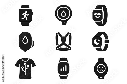 Clip icon sleep monitoring stress activity smartwatch wearable vector band smart health