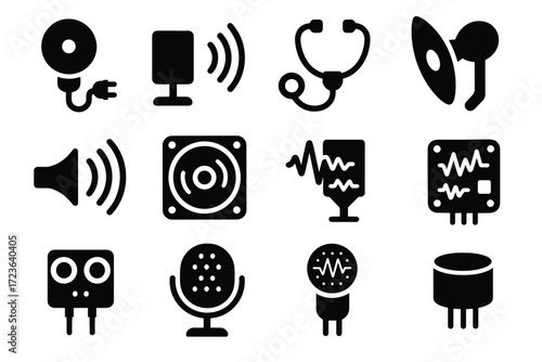Sound sensor audio icon icons vector pickup wave acoustic waves tool microphone