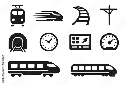 Wire vector car rail curve icon station bullet view control train iconography
