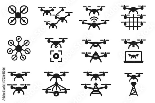 Grid controller vector surveillance aerial swarm drone icon tracking unit navigation