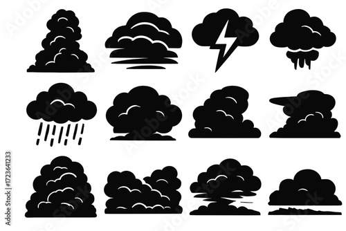 Anvil front storm vector icon towering silhouette buildup rolling collection curtain
