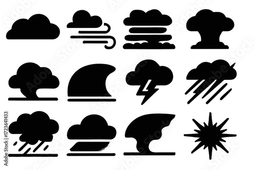 Streaked edge burst storm vector lightning sky grid icon stacked silhouette gradient