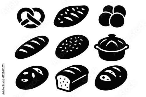 English oven icon vector rolls pretzel bread olive spelt collection loaf