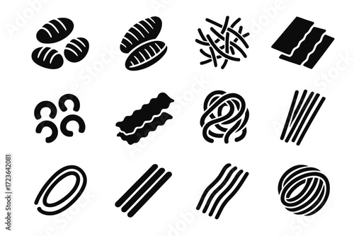 Tagliolini vector sardi gramigna gnocchi gnocchetti icons mafaldine icon shapes pasta trenette