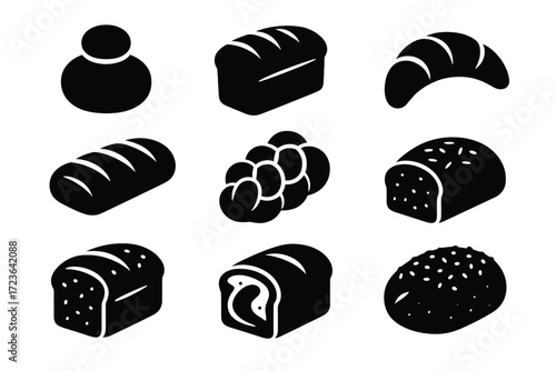 Finger marble wholemeal vector collection deli sweet bread onion loaf icon rye