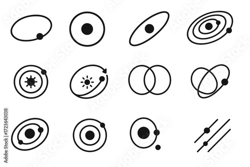 Circular planetary icons vector orbit loop path retrograde icon orbital overlapping planet