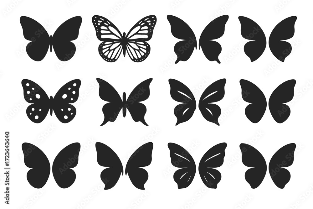 Obraz premium Tribal stylized symmetrical butterfly elegant pattern vector wings open dotted icon wing