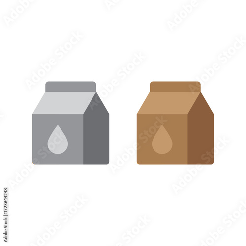 Minimal Milk Carton Vector – Flat Beverage Packaging Icons for Dairy and Drink Branding