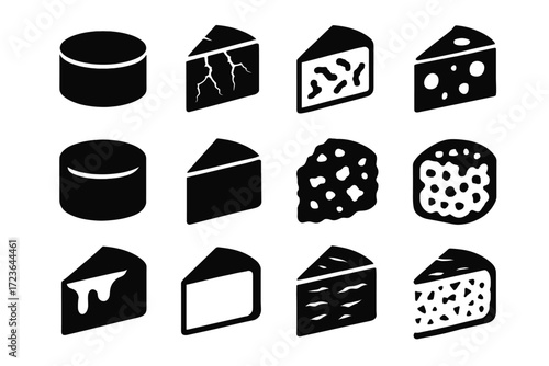 Cut icon melting waxy vector rind texture cheese flaky icons firm curdled