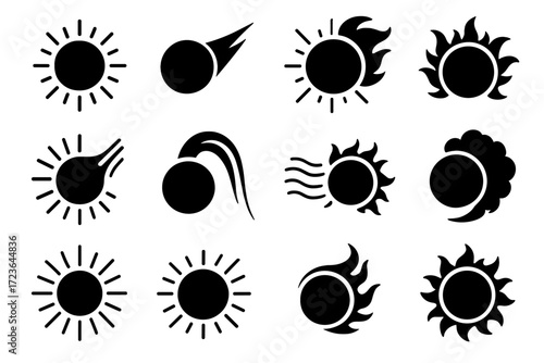 Ultraviolet burst jet icons icon vector plasma flare ray core coronal solar
