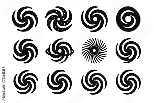 Halo spiral radial galaxy swirl offset model icons vector nebula icon open