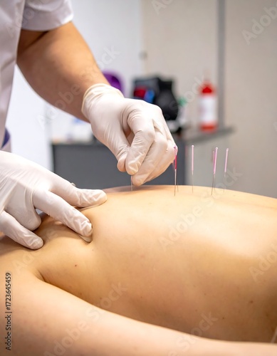 A person receiving acupuncture