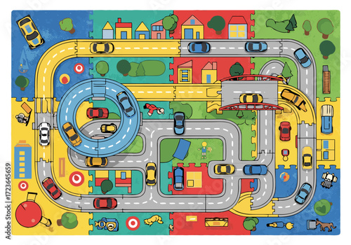 Children's Play Mat Fun Roadway for Imaginative Playing