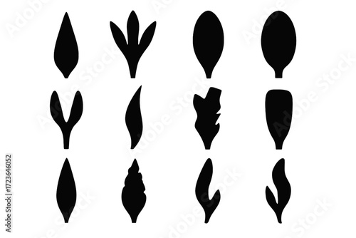 Blunt stylized kelp tip top blade end wide curl vector icon icons