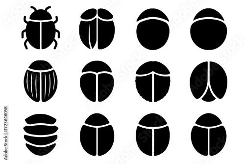Abstracted wing shell vector beetle hard stylized rough layered textured icon casing