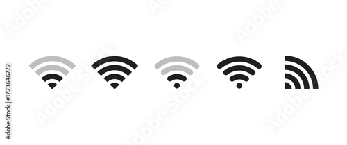 Wi-Fi Signal Strength Icons Set – Vector Design for Connectivity and Network Interface