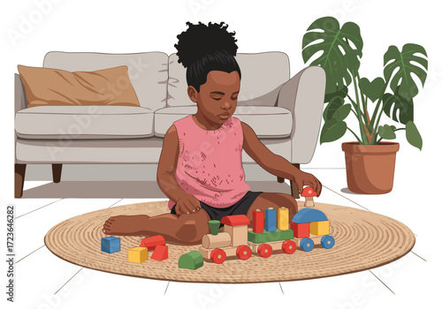Children Playing with Wooden Toys A Joyful Moment