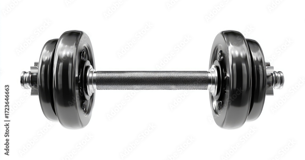 Fototapeta premium Pair of black and gray dumbbells, isolated on white