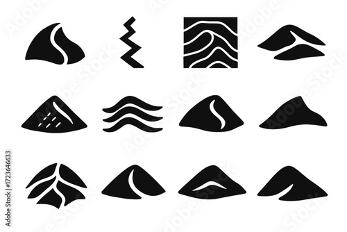 Desert icon ridge simplified terrain dune texture natural vector collection sandy