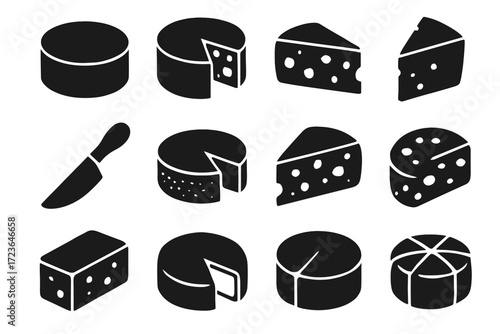 Wheel wedge icon full wrapped hard knife vector collection cheese moldy