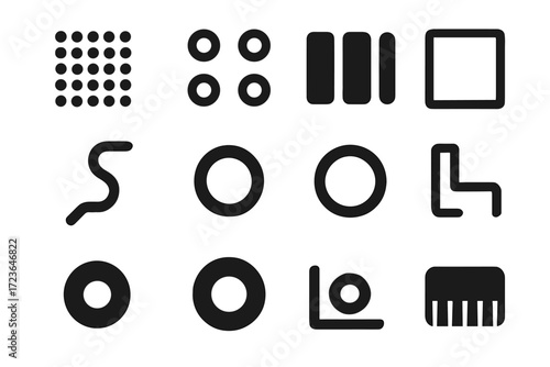 Silkscreen hole collection mount icon outline drill pcb mask component vector trace