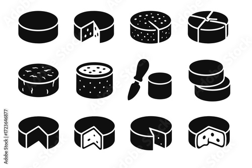 Interior wheels stacked icon whole wheel vector cheese textured collection mold