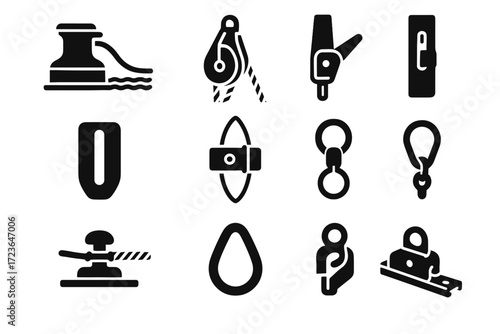 Jib icon icons spinnaker sailing lock clip halyard masthead track equipment vector