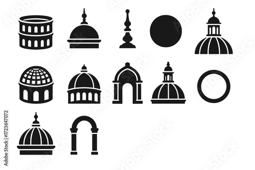 Icon base top icons detail dome ring coffered drum vector renaissance ribs