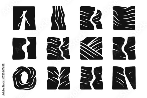 Tight canyon vector cut slice wave sediment desert slot turn groove icon