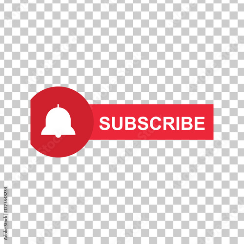 Click the subscribe button with bell notification for channel to get new video updates, vector illustration
