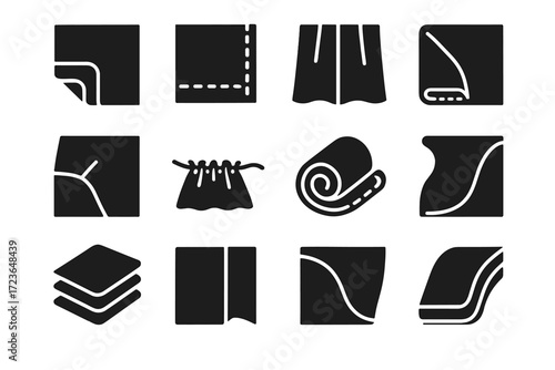 Icon layered allowance seam edge icons gathering vector fabric craft hem binding